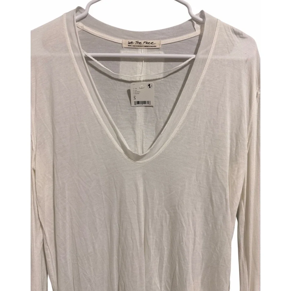 Free People We the Free Fresh & Clean Long Sleeve Top Ivory‎ Women's Size Small